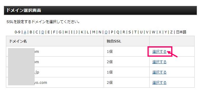 ドメイン選択